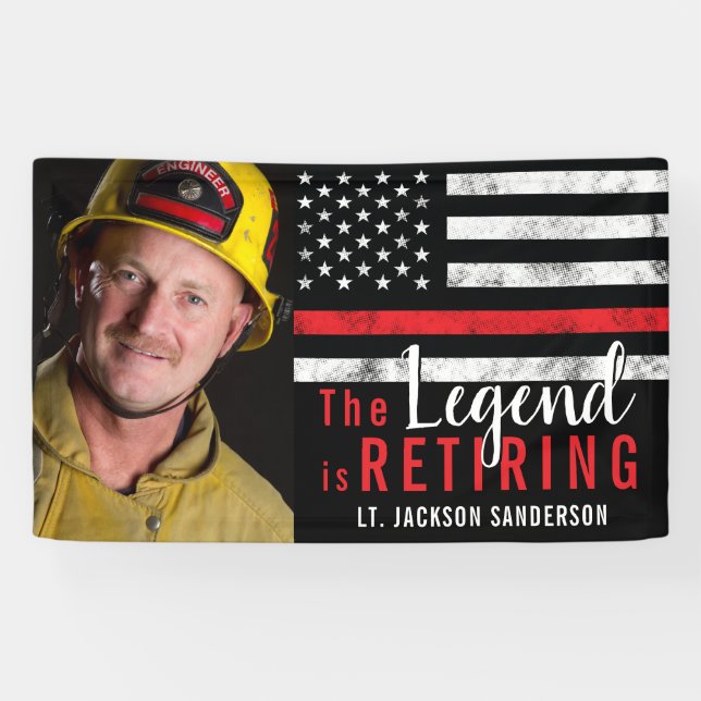 Firefighter-Altersruhestand Red Line Fireman Foto Banner (Horizontal)