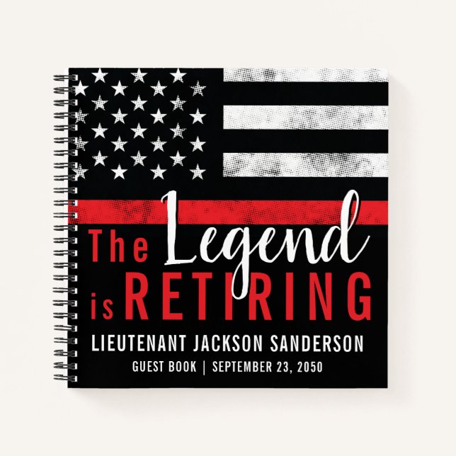Firefighter-Altersruhestandsflagge Rote Linie Feue Notizbuch (Vorderseite)