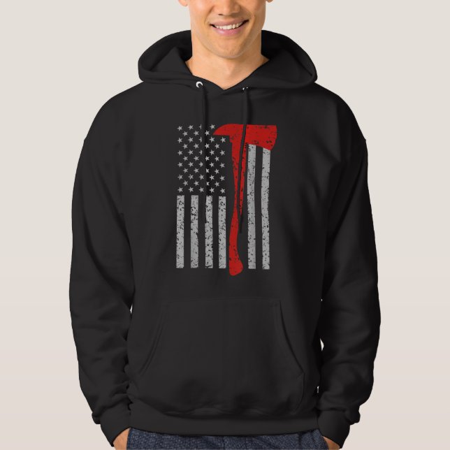 Firefighter American Flag AX Hoodie (Vorderseite)
