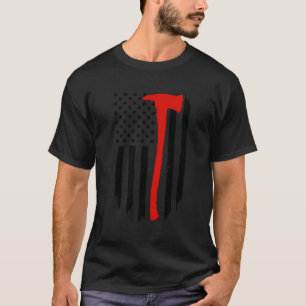 Firefighter American Flag Ax Thin Red Line auf Bac T-Shirt