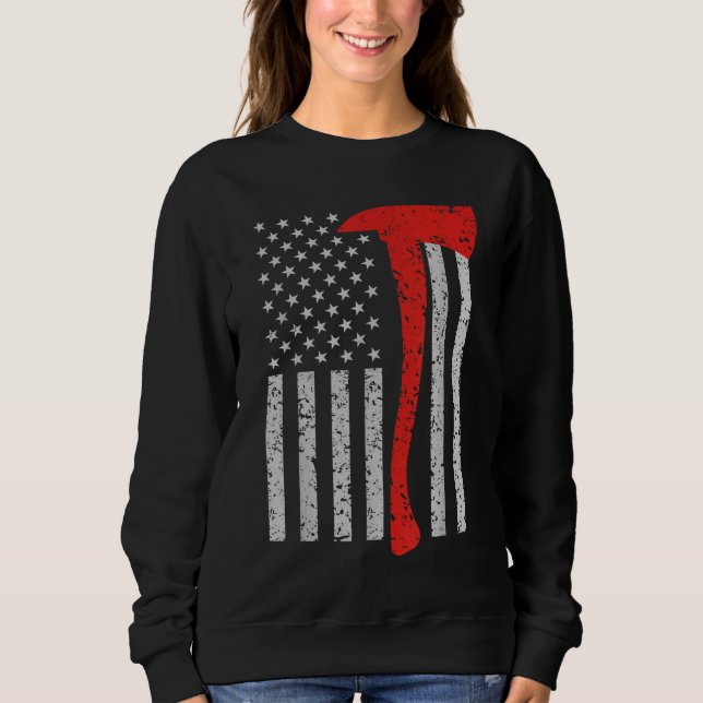 Firefighter American Flag Ax Thin Red Line Patrick Sweatshirt (Vorderseite)