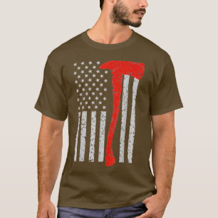 Firefighter American Flag Axe Thin Red Line Patrio T-Shirt