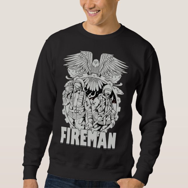 Firefighter American Flag Eagle Fireman Womans Man Sweatshirt (Vorderseite)