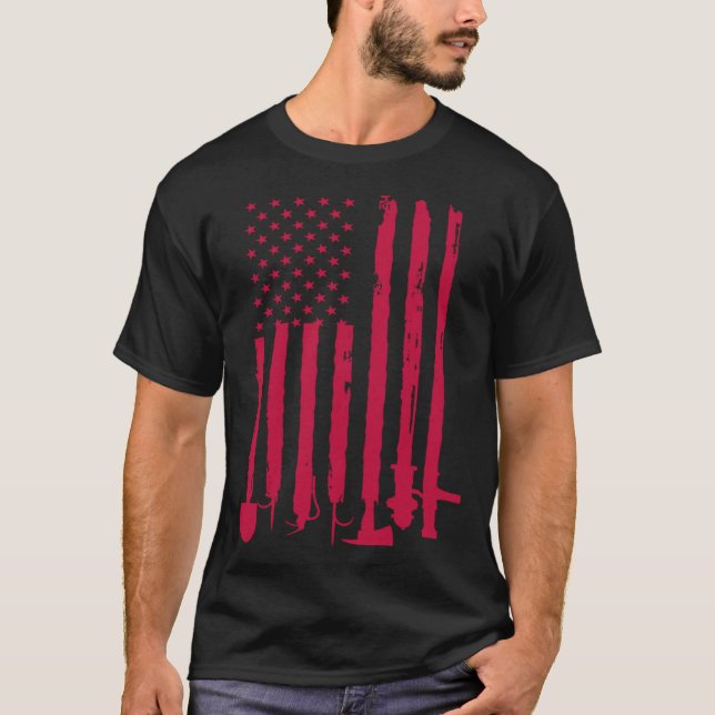 Firefighter American Flag Fireman Patriotic 4th of T-Shirt (Vorderseite)