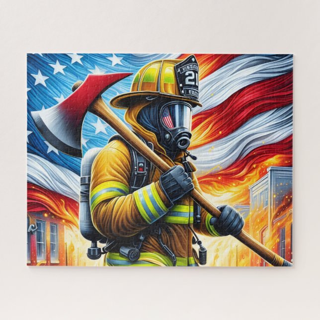 Firefighter American Flag Puzzle (Horizontal)