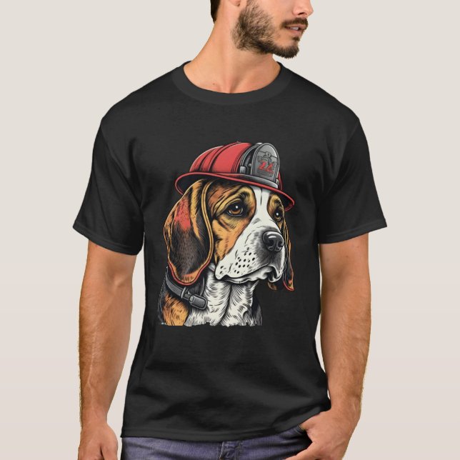 FireFighter Beagle Dog For Beagle Dad Fire Fighter T-Shirt (Vorderseite)