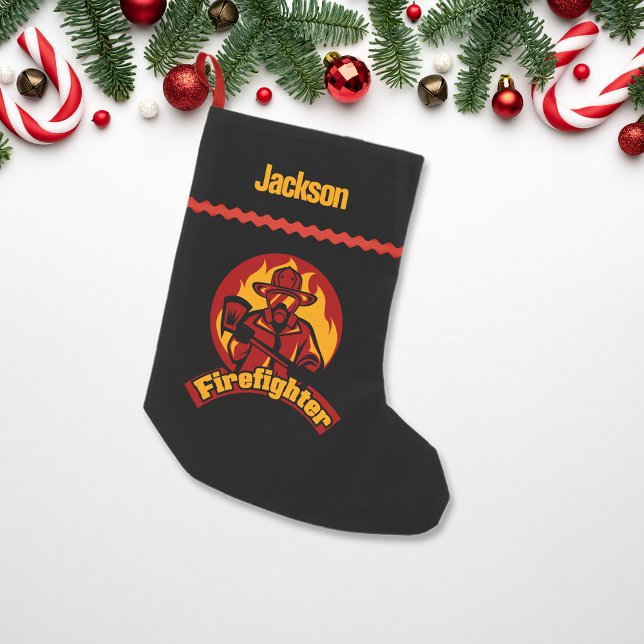 Firefighter Black Red Gold Custom Kleiner Weihnachtsstrumpf (Von Creator hochgeladen)