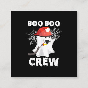 Firefighter Boo Crew Halloween Ghost Fireman Boo B Quadratische Visitenkarte