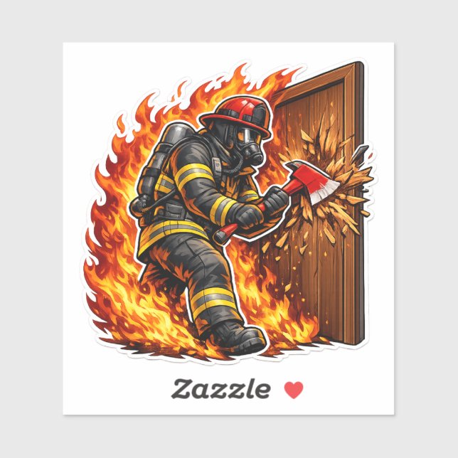 Firefighter Breaking Door Design Aufkleber (Blatt)