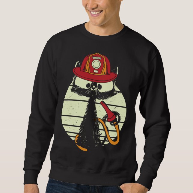 Firefighter Cat In Firefighter Uniform Firefighter Sweatshirt (Vorderseite)