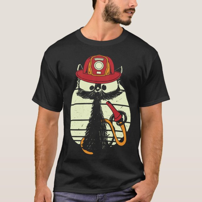 Firefighter Cat In Firefighter Uniform Firefighter T-Shirt (Vorderseite)