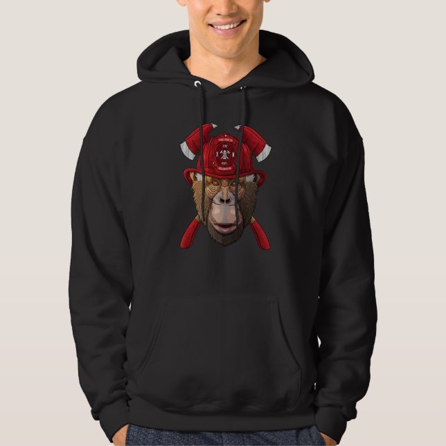 Firefighter Chimpanzee Fireman Boys Kids Fire Resc Hoodie (Vorderseite)