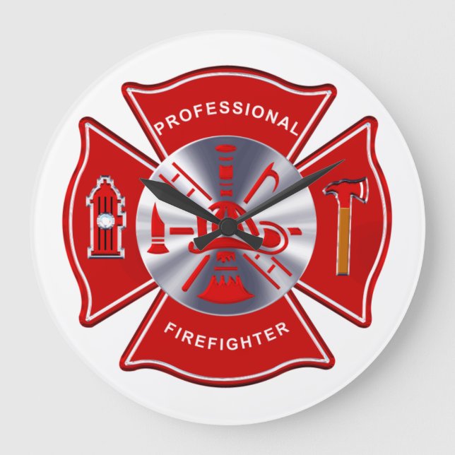 Firefighter Clock - Professional Große Wanduhr (Vorderseite)