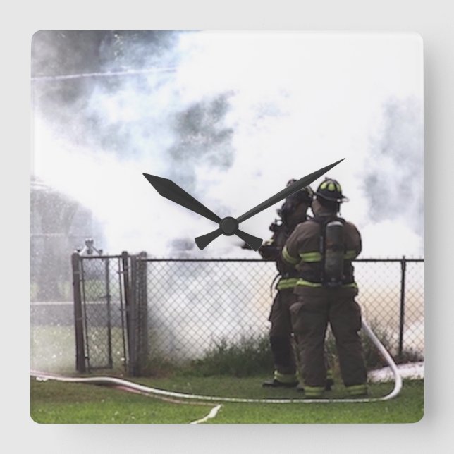 Firefighter Clock Quadratische Wanduhr (Vorderseite)