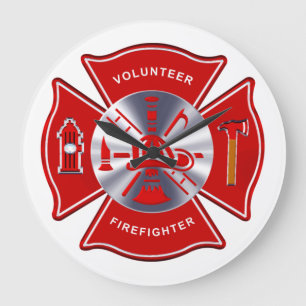 Firefighter Clock - Volunteer Große Wanduhr