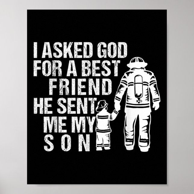 Firefighter Dad Son Quote New Daddy Fireman Dad Fa Poster (Vorne)