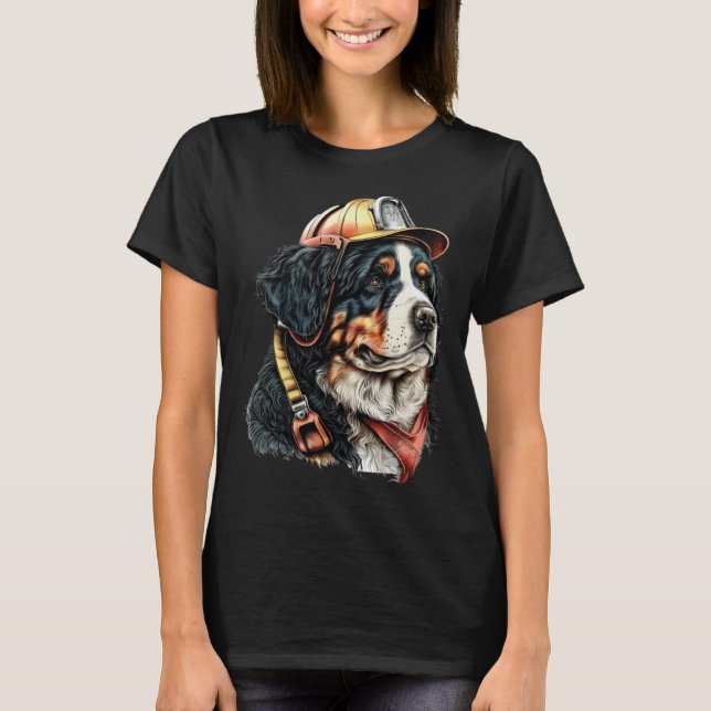FireFighter Dog For Bernese Mountain Dad Fire Figh T-Shirt (Vorderseite)