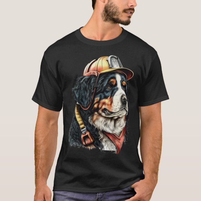 FireFighter Dog For Bernese Mountain Dad Fire Figh T-Shirt (Vorderseite)