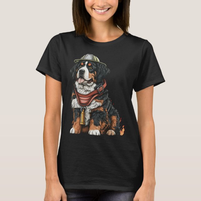 FireFighter Dog For Bernese Mountain Dad Fire Figh T-Shirt (Vorderseite)