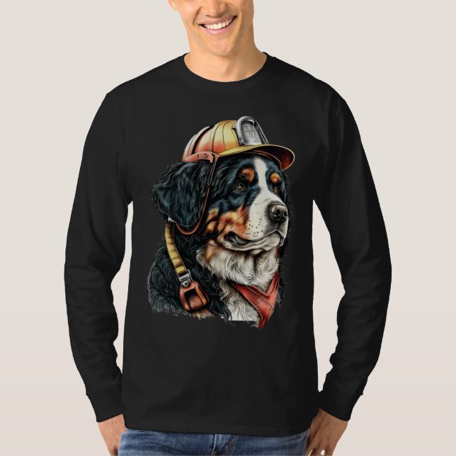 FireFighter Dog For Bernese Mountain Dad Fire Figh T-Shirt (Vorderseite)