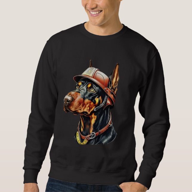 FireFighter Dog For Doberman Pinscher Dad Fire Fig Sweatshirt (Vorderseite)