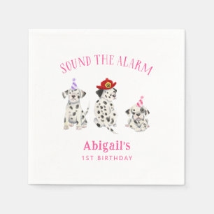 Firefighter Dog Girl Geburtstagspapier Serviette
