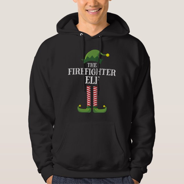 Firefighter Elf Matching Familienweihnachtsfest Pa Hoodie (Vorderseite)