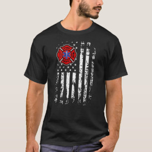 Firefighter EMT Firefighter EMS USA Flaggen Zurück T-Shirt