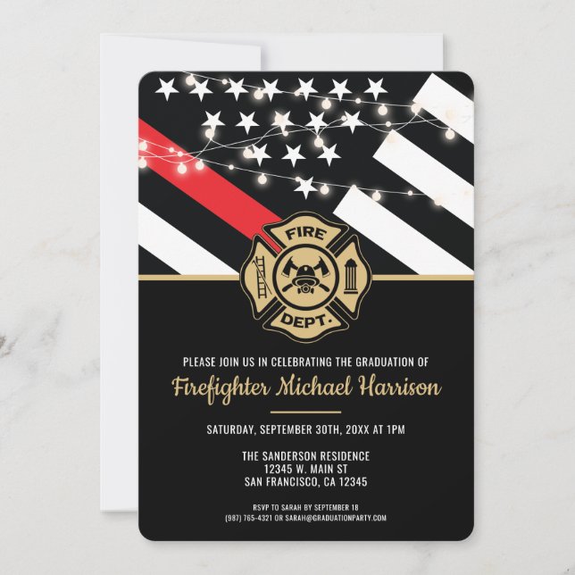 Firefighter Fire Academy Fireman Graduation Einladung (Vorderseite)