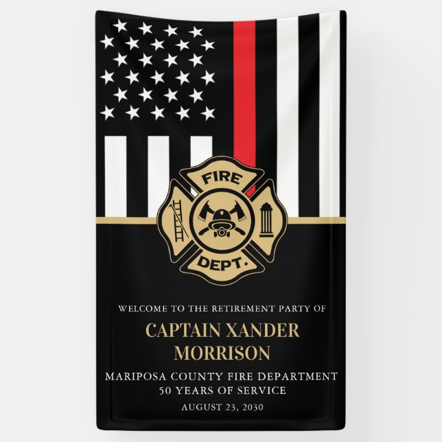Firefighter Fire Department Retirement Party Banner (Vertikal)