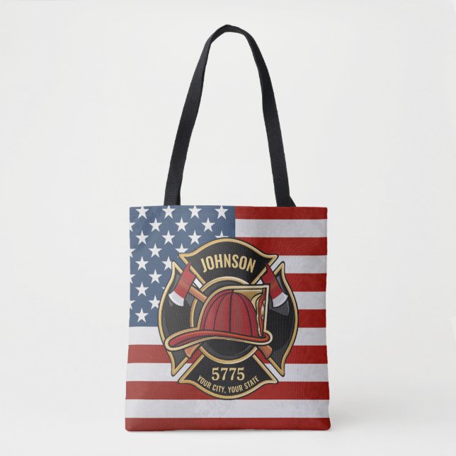 Firefighter Fire Rescue Department USA Flag Custom (Vorderseite)