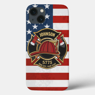 Firefighter Fire Rescue Department USA Flag Custom Case-Mate iPhone Hülle