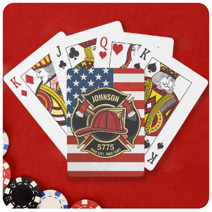 Firefighter Fire Rescue Department USA Flag Custom Spielkarten