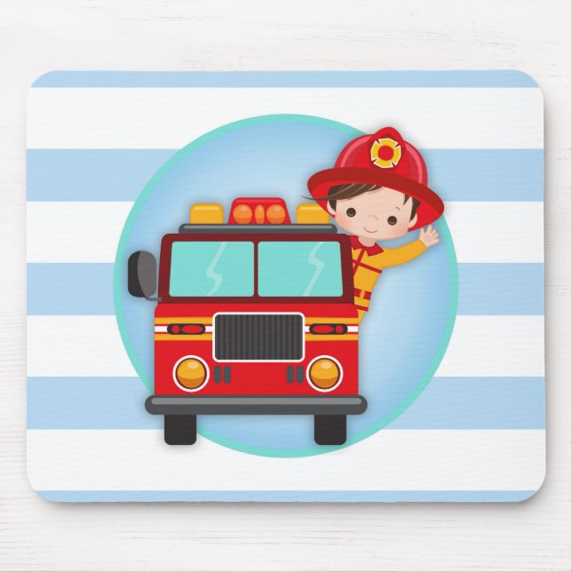 Firefighter Fire Truck Brown Mousepad (Vorne)