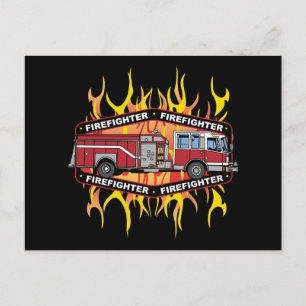 Firefighter Fire Truck Postkarte