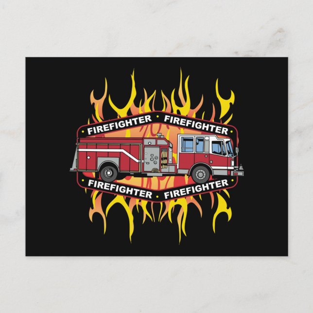 Firefighter Fire Truck Postkarte (Vorderseite)
