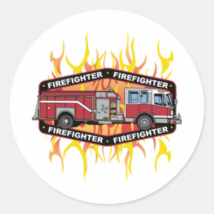 Firefighter Fire Truck Runder Aufkleber