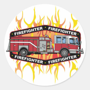 Firefighter Fire Truck Runder Aufkleber