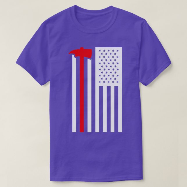 Firefighter Fireman American Flag Thin Fire Figer T-Shirt (Design vorne)