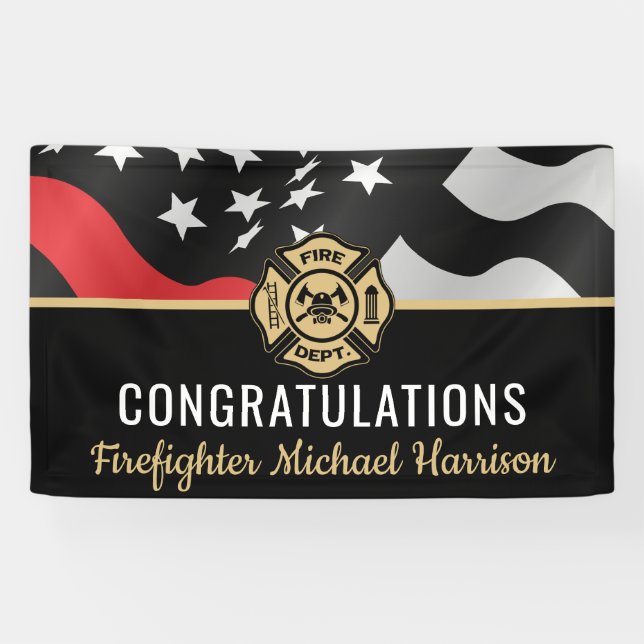 Firefighter Flag Fireman Fire Academy Graduation Banner (Horizontal)