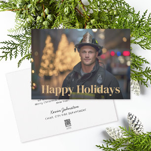Firefighter Foto First Responder Happy Holidays Feiertagskarte
