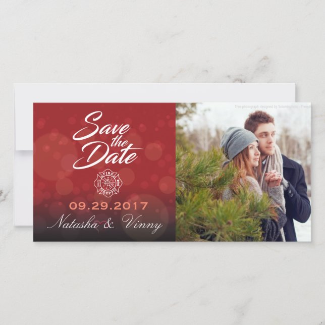 Firefighter-Fotokarte Save the Date 8"x4" (Vorderseite)