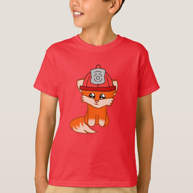Firefighter Fox With A Firefighter Hat T-Shirt (Vorderseite)