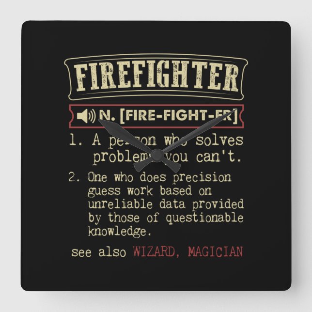 Firefighter Funny Dictionary Term.Png Quadratische Wanduhr (Vorderseite)