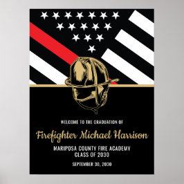 Firefighter Graduation Party Feuerwehrmann Willkom Poster