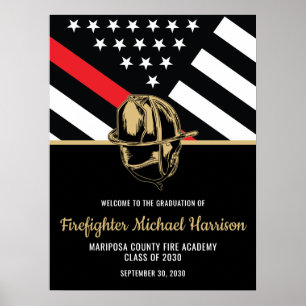 Firefighter Graduation Party Feuerwehrmann Willkom Poster