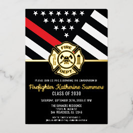 Firefighter Graduation Party Thin Red Line Flag Folieneinladung
