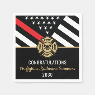 Firefighter Graduation Party Thin Red Line Flag Serviette