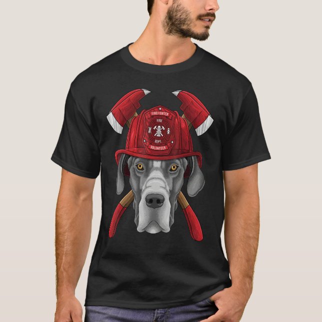 Firefighter Great Dane Fireman Boys Kids Fire Resc T-Shirt (Vorderseite)