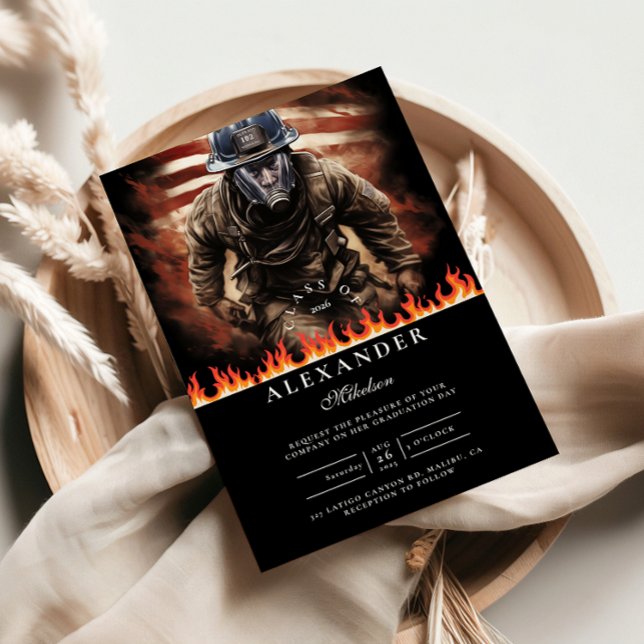 Firefighter Hero Graduation Einladung (Von Creator hochgeladen)